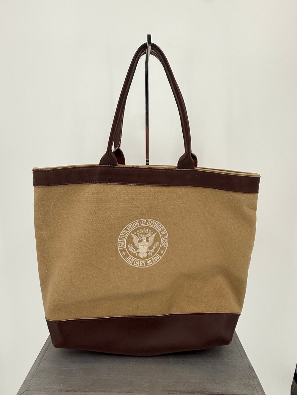 George W. Bush 2001 Inauguration Canvas Leather Tote Bag Commemorative Large VTG